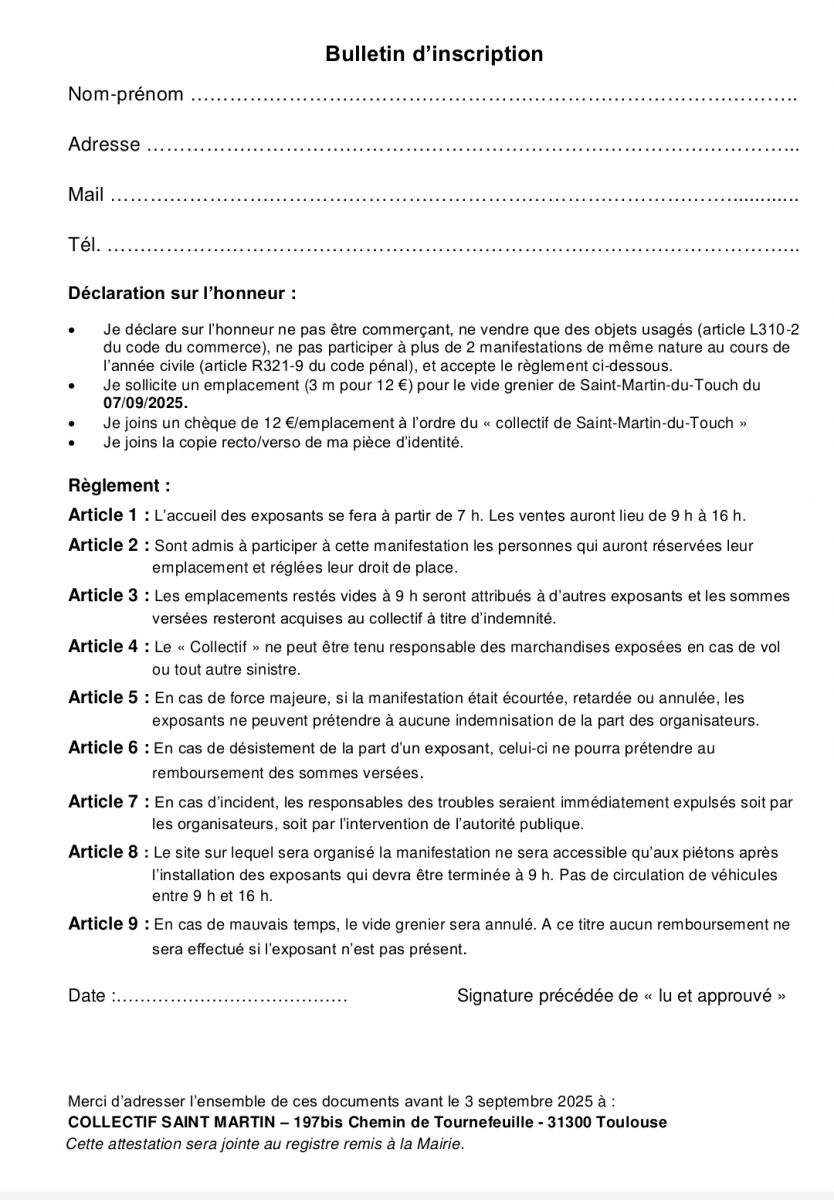 Vide grenier/forum des associations