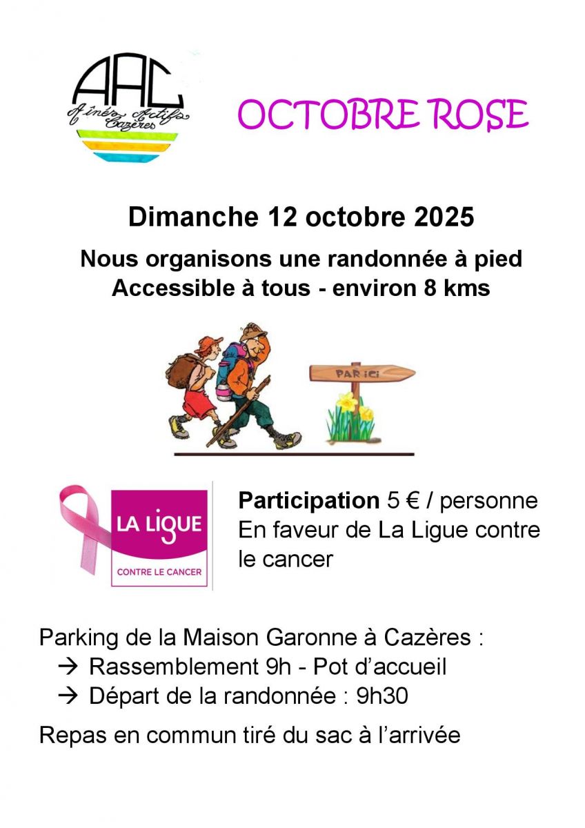 RANDONNEE À PIED OCTOBRE ROSE