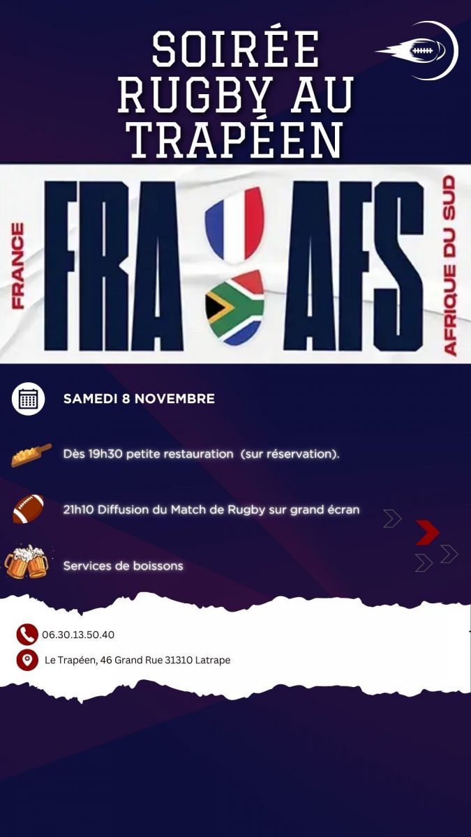 SOIRÉE RUGBY AU TRAPÉEN
