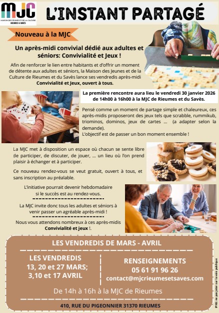 INSTANT PARTAGÉ - LES APRÈS-MDIS CONVIVIALITÉ  ...