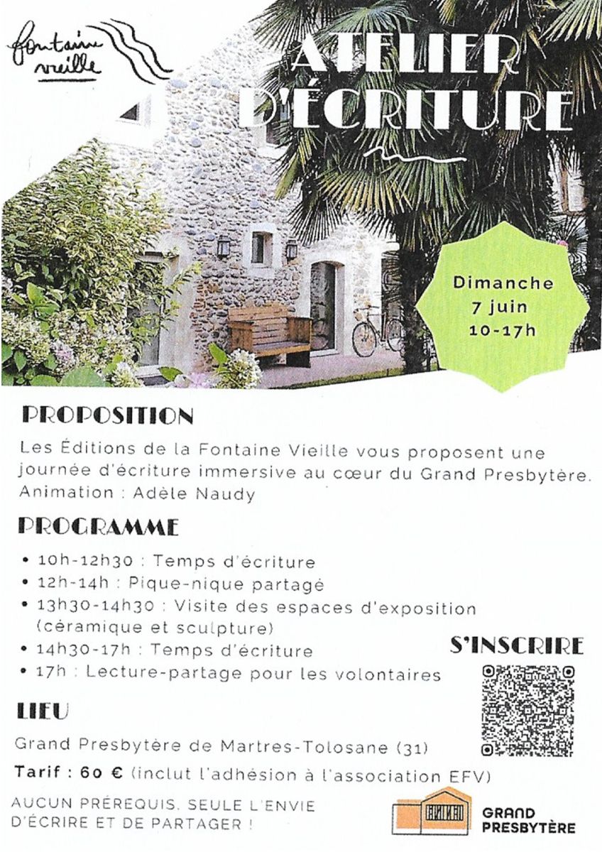 ATELIER D’ÉCRITURE AU GRAND PRESBYTÈRE