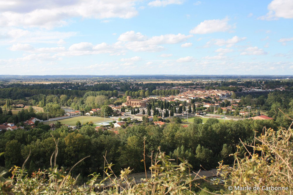 La ville de Carbonne, depuis le coteaux